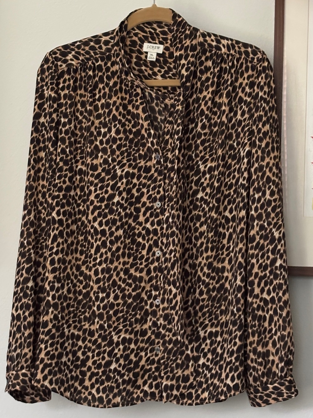J. Crew slightly sheer Leopard Print Button-Down Shirt